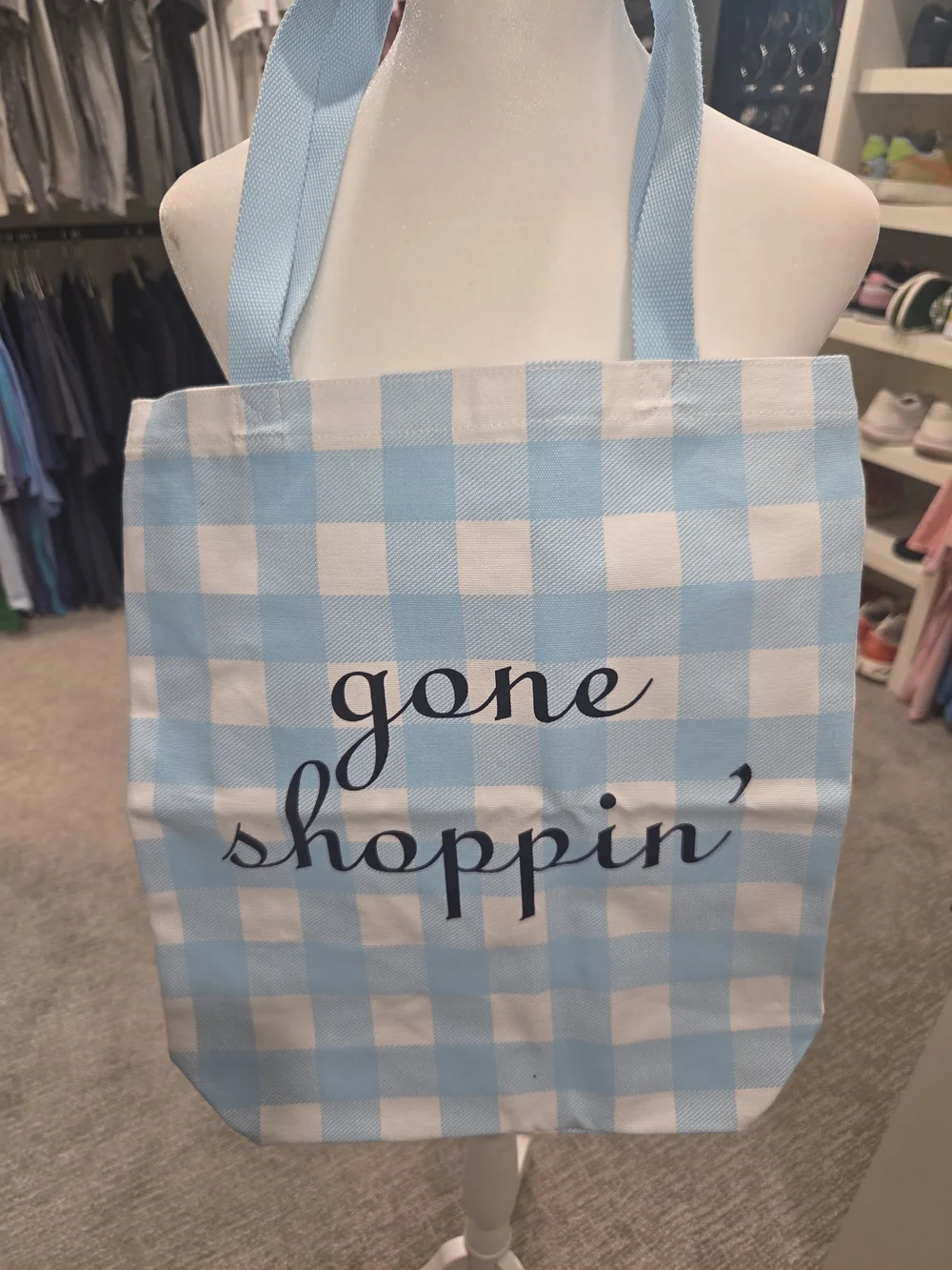 Draper James Light Blue & White Gingham 'Gone Shoppin'' Tote